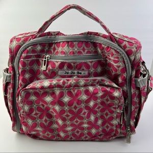 Ju Ju Be Gray Pink Crossbody Backpack Diaper Bag Tote